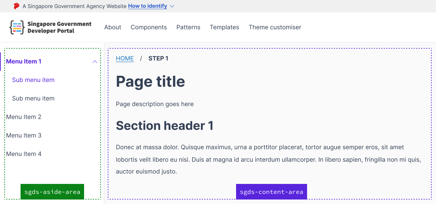 Content with side navigation